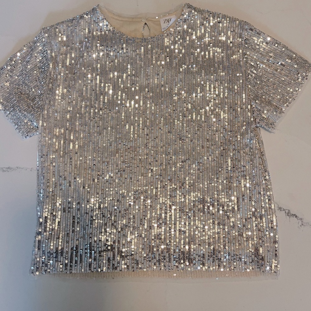 Zara kids silver sequined top